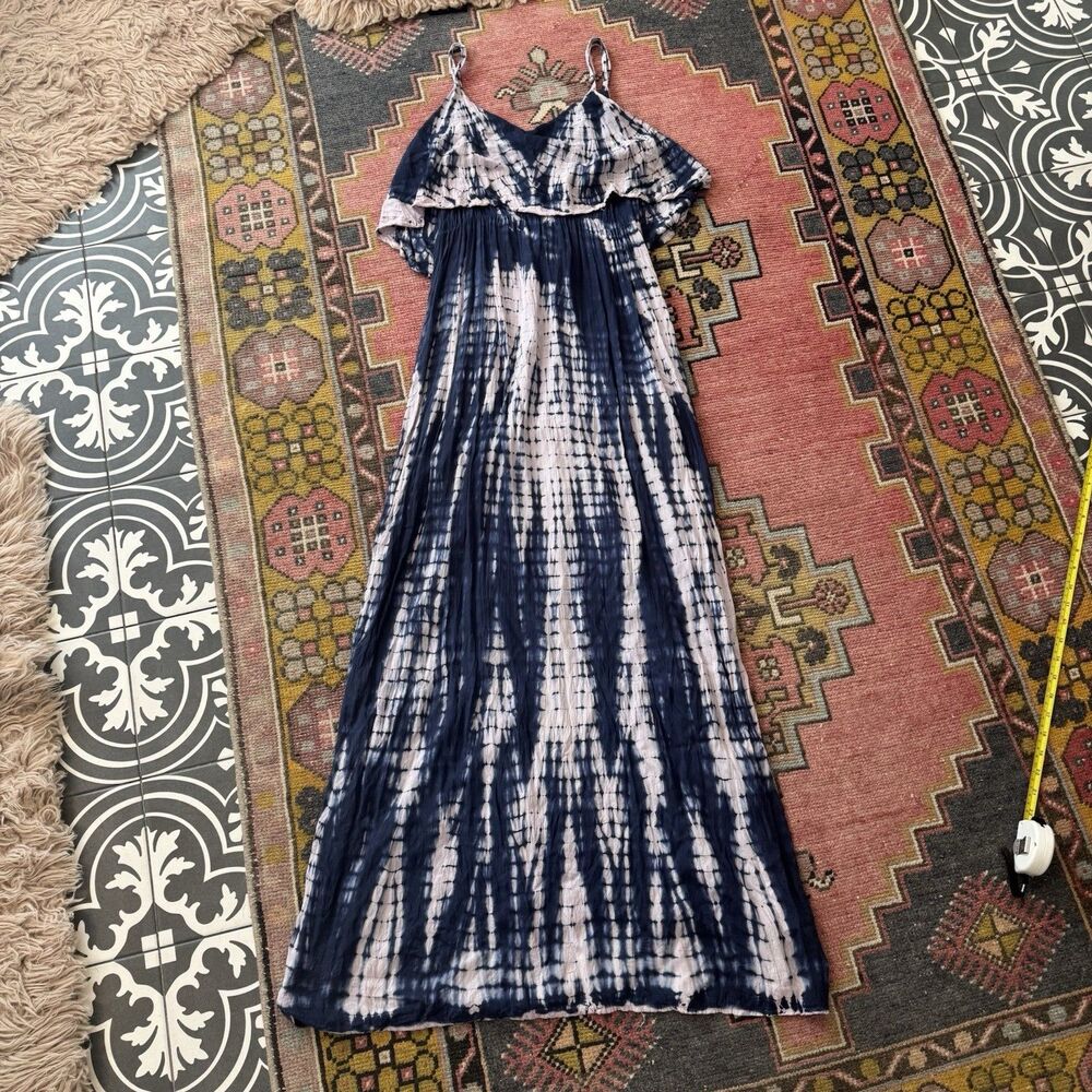 Japana Women's Tie Dye Maxi Sundress Blue & Lavender Size Small
